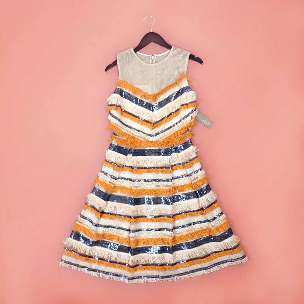Eva Mendes NY&Co Sabine midi dress w/ fringe NWT